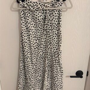 White and Black Polka Dot Midi Skirt